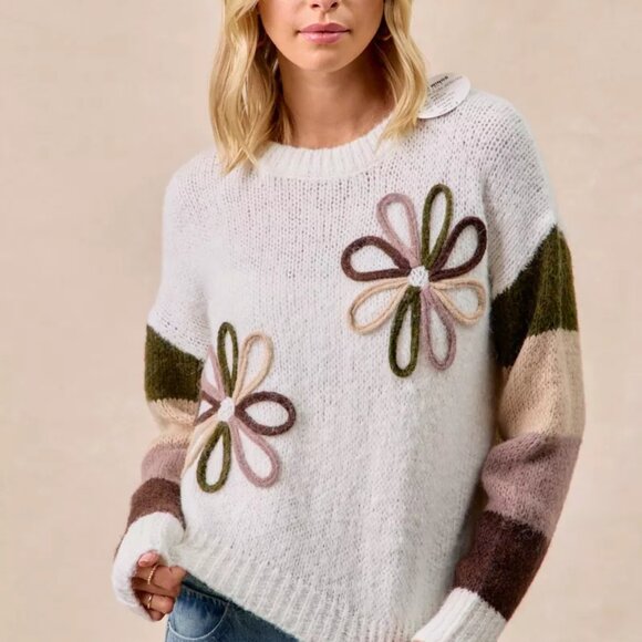 BiBi Flower Color Block Sweater - Picture 1 of 11